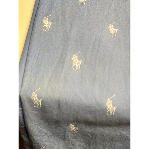 Polo Ralph Lauren Men’s Cotton Robe Blue White Pony Logo Print L/XL Belted Loung - Picture 7 of 7